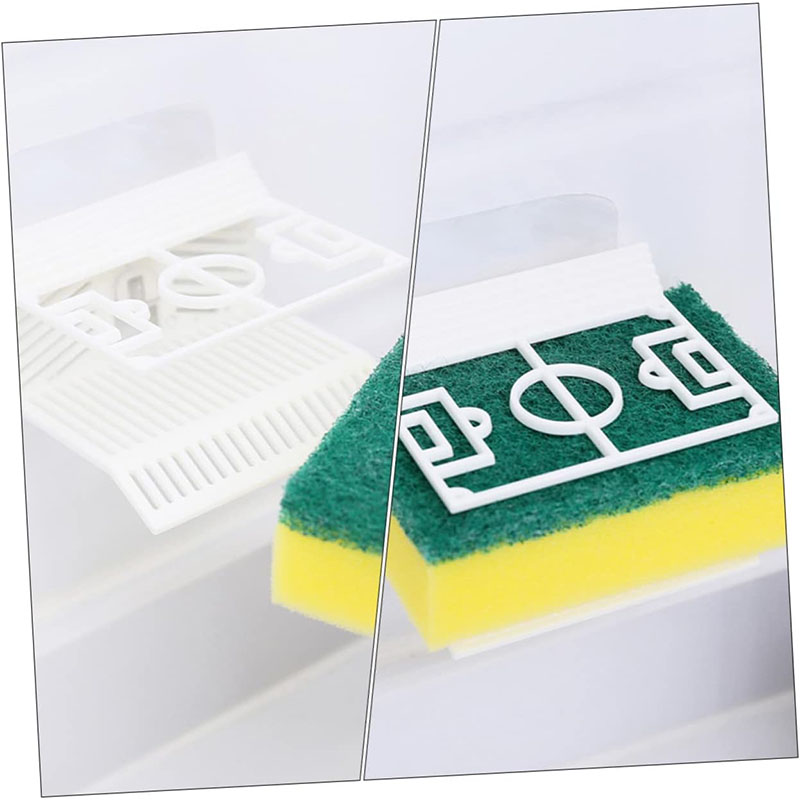 white football pitch sponge holder with yellow-green dish sponge white background product shot