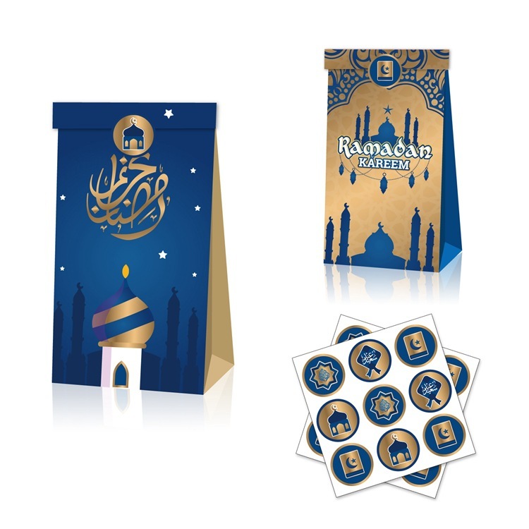 Islamic paper goodie bags filled with candies for Ramadan party decoration