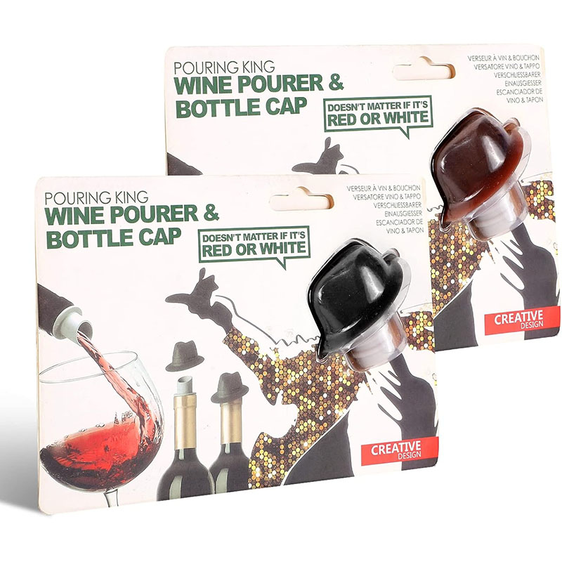 retro hat wine bottle stopper retail hang card packaging shot