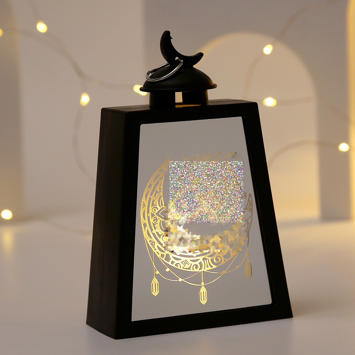Small ramadan lantern placed on bedroom table home festive decor