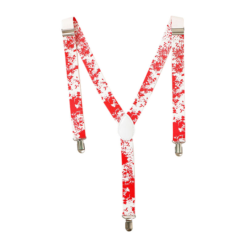 Blood Splatter Suspenders – Halloween Adjustable Y-Shape Braces for Scary Costume Accessory