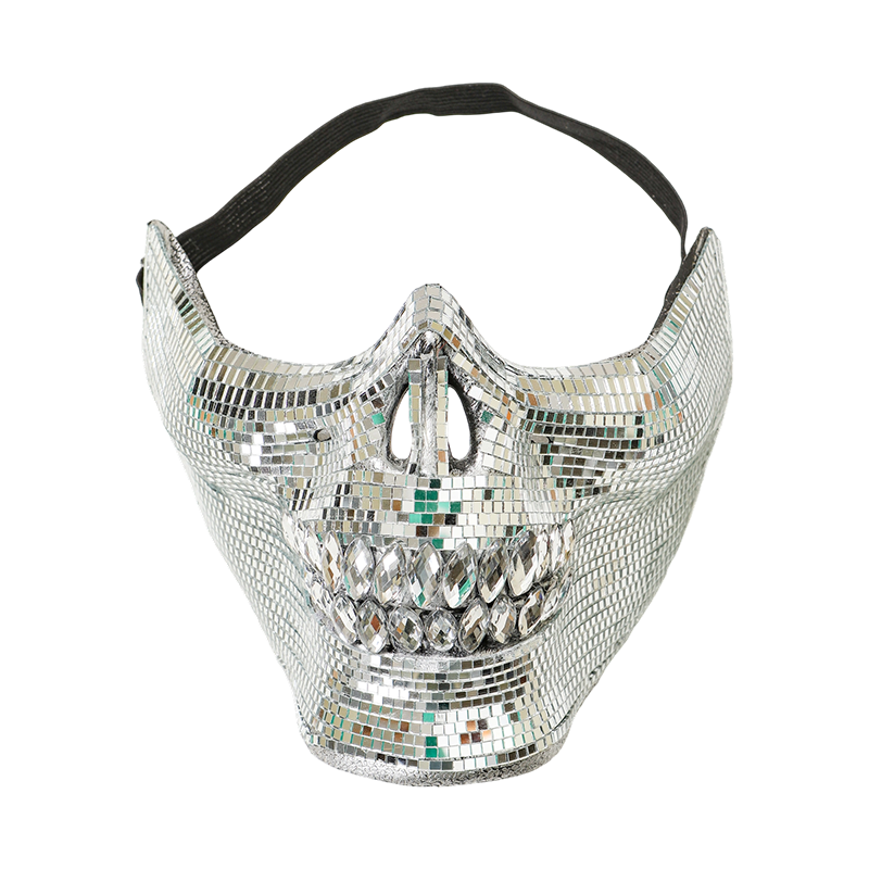 Disco Ball Mirror Mask – Light Reflecting Mosaic Face Mask for Halloween Costume Dance Party