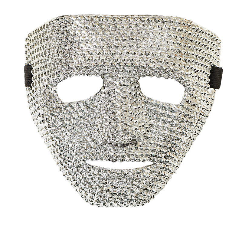 Silver/Gold Rhinestone Mask – Sparkle Bling Plastic Full Mask for Halloween Masquerade Costume Party