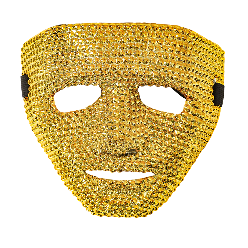 Silver/Gold Rhinestone Mask – Sparkle Bling Plastic Full Mask for Halloween Masquerade Costume Party