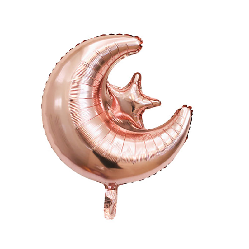 silver moon star balloon paired with gold ramadan letters hanging on white wall ramadan home decor