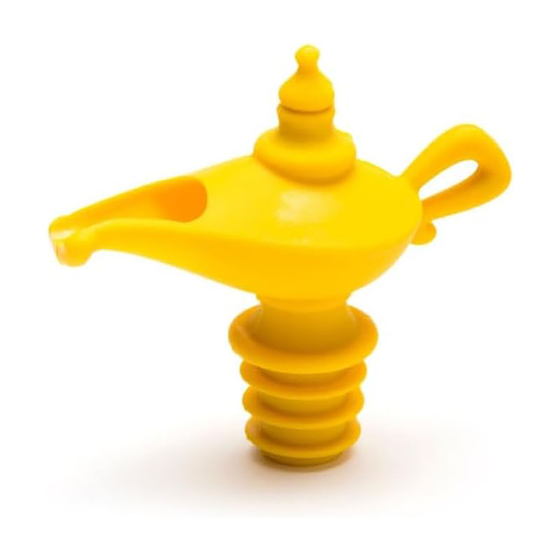 close-up magic lamp silicone oil dispenser spout and sealing base texture detail