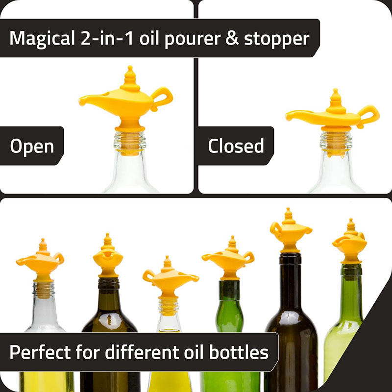 aladdin lamp oil pourer on olive oil bottle kitchen counter display