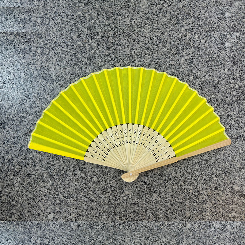 Blank Yellow Foldable Hand Fan, Eco Bamboo Rib Paper Fan for DIY Painting Craft & Festival Ornament