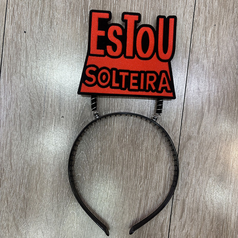 Estou Solteira Glitter Headband Bulk, Portuguese Bachelorette Hair Accessory as Brazil Hen Party Favor Gift
