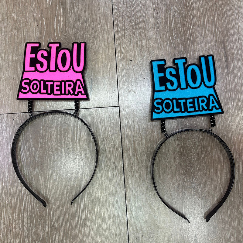 Estou Solteira Glitter Headband Bulk, Portuguese Bachelorette Hair Accessory as Brazil Hen Party Favor Gift