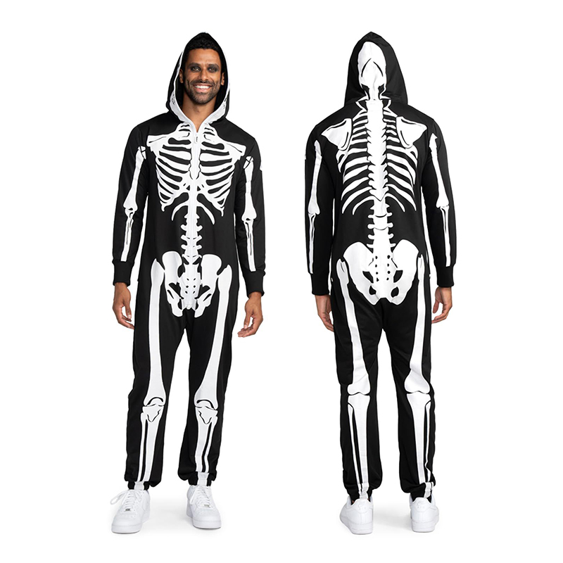 Skeleton Pajama Jumpsuit Costume for Halloween Spooky Skeleton Onesie