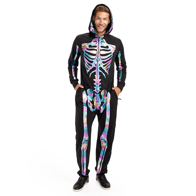 Skeleton Pajama Jumpsuit Costume for Halloween Spooky Skeleton Onesie