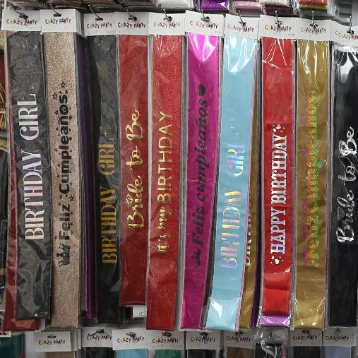 Assorted party sashes, birthday sash, bride to be sash, glitter foil text sash for bachelorette party bulk