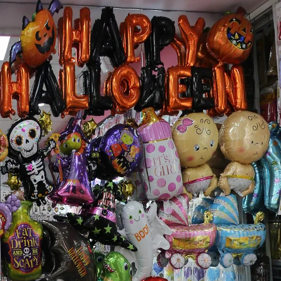 Halloween foil balloon set, happy halloween letter balloons, pumpkin skeleton ghost shaped mylar balloons for party decor bulk