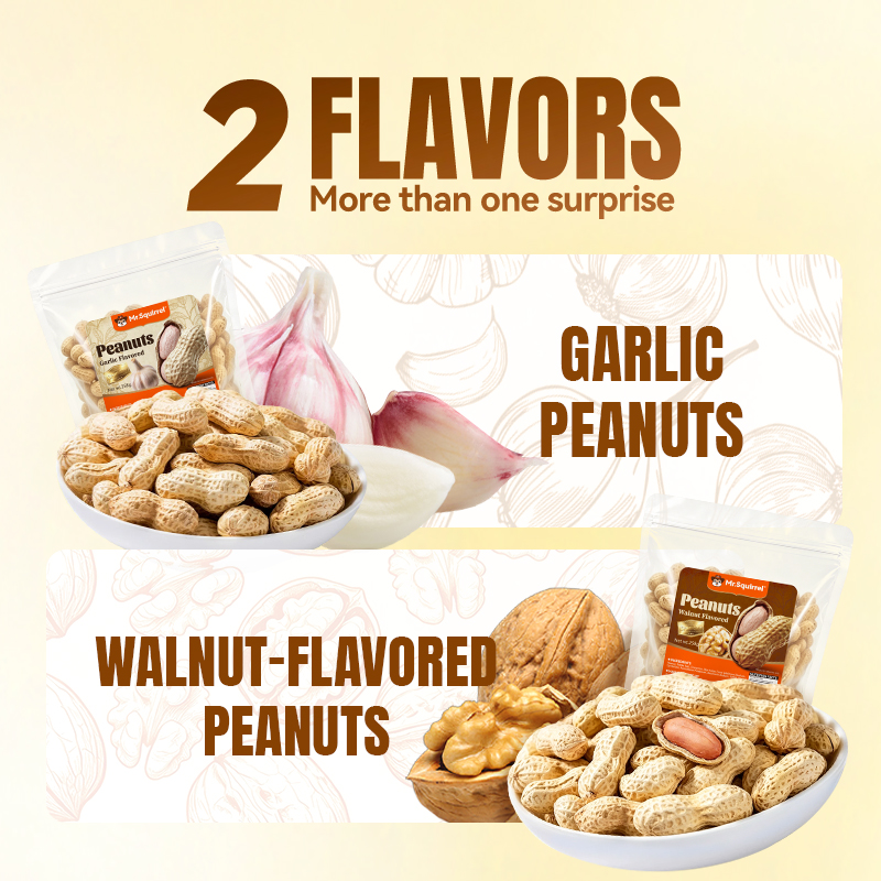 Mr. Squirrel® Roasted Peanuts – Garlic & Walnut Flavors
