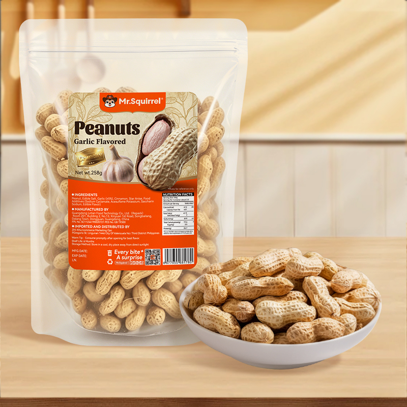 Mr. Squirrel® Roasted Peanuts – Garlic & Walnut Flavors