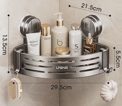 Bathroom Suction Cup Triangle Basket Shelf - No-Drill Wall-Mounted Storage Rack for Bathroom Vanity Corners, Toilet and Wall-Mounted Organization