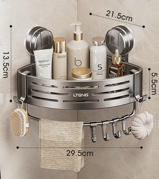 Bathroom Suction Cup Triangle Basket Shelf - No-Drill Wall-Mounted Storage Rack for Bathroom Vanity Corners, Toilet and Wall-Mounted Organization