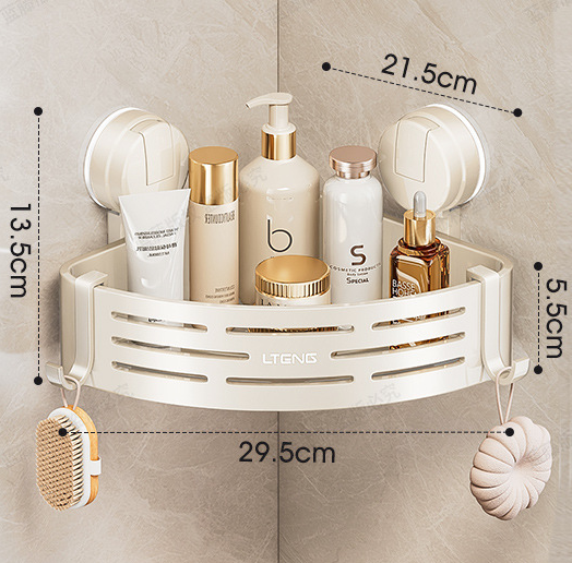 Bathroom Suction Cup Triangle Basket Shelf - No-Drill Wall-Mounted Storage Rack for Bathroom Vanity Corners, Toilet and Wall-Mounted Organization