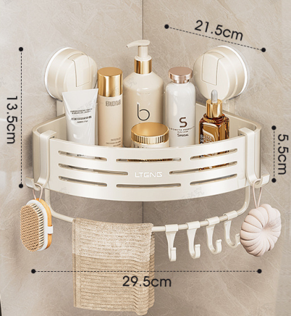 Bathroom Suction Cup Triangle Basket Shelf - No-Drill Wall-Mounted Storage Rack for Bathroom Vanity Corners, Toilet and Wall-Mounted Organization