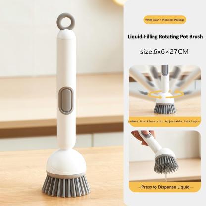 Liquid-Filling Rotating Pot Brush - Household Dish & Pot Cleaning Brush, Long-Handled Rotating Cleaning Brush for Kitchen