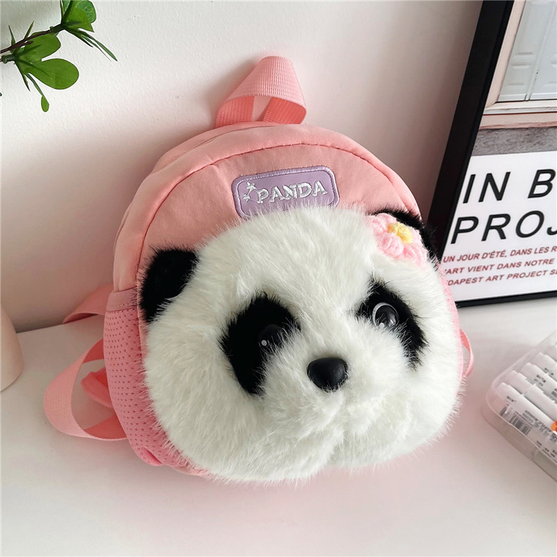 New Style Panda Plush Cartoon Backpack - Adorable Cute Girls' Bag