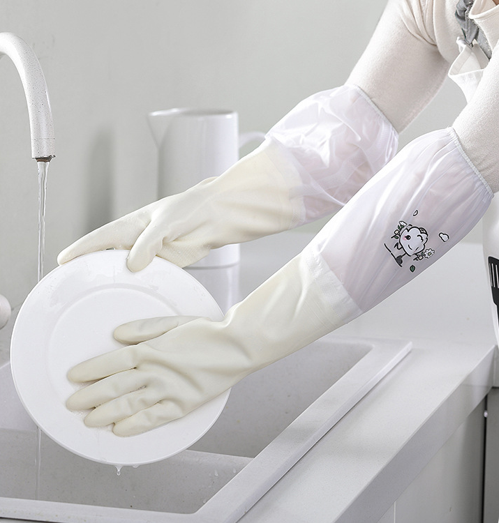 Household Gloves for Dishwashing - Special for Kitchen Cleaning, Waterproof, Multi-Purpose (Suitable for Washing Dishes, Laundry, etc.) - Made of PVC Rubber with Elastic Drawstring Cuff & Hanging Design