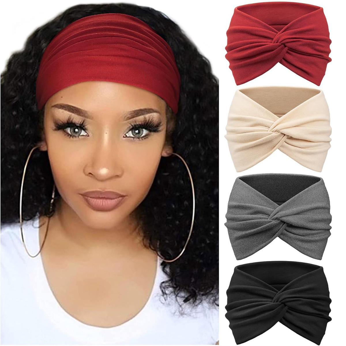 Bohemian Yoga Sports Hair Bands Women's Wide Edge Cotton Stretch Hair 