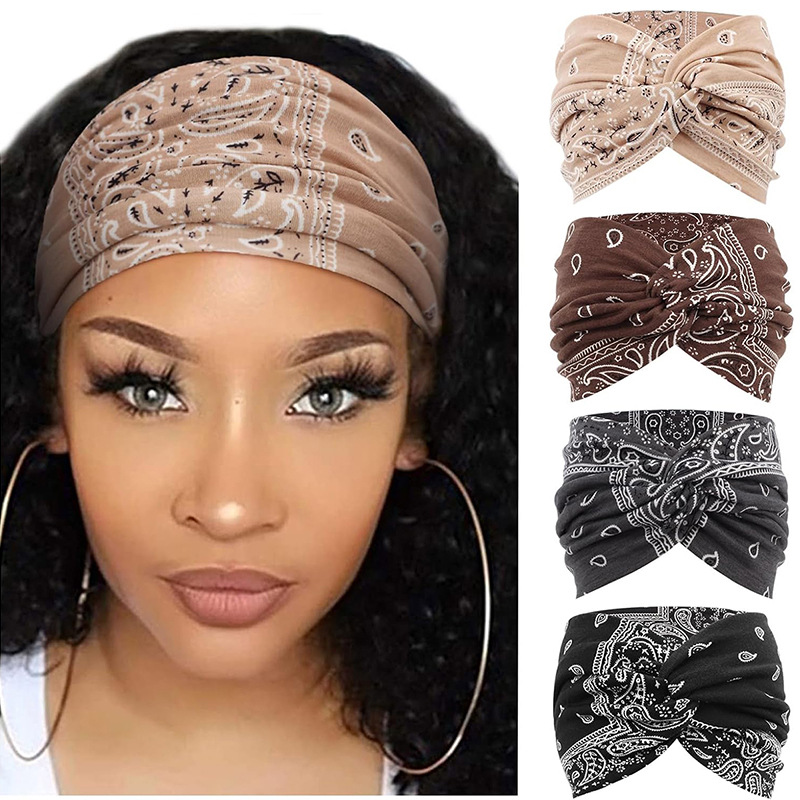 Bohemian Yoga Sports Hair Bands Women's Wide Edge Cotton Stretch Hair Bands Running Hair Bands Hair Accessories Headpieces