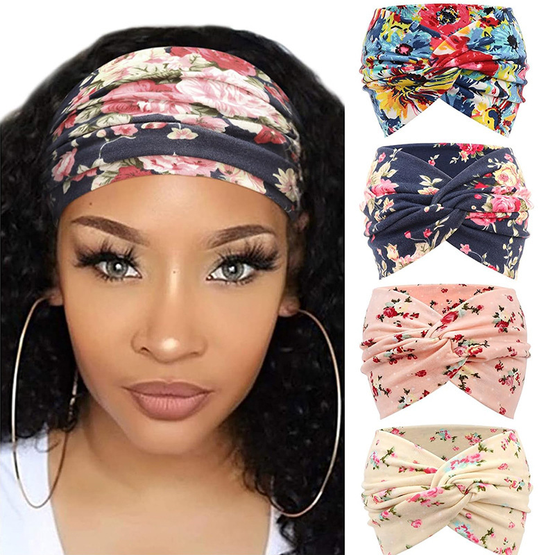 Bohemian Yoga Sports Hair Bands Women's Wide Edge Cotton Stretch Hair Bands Running Hair Bands Hair Accessories Headpieces