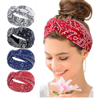 Bohemian Yoga Sports Hair Bands Women's Wide Edge Cotton Stretch Hair Bands Running Hair Bands Hair Accessories Headpieces