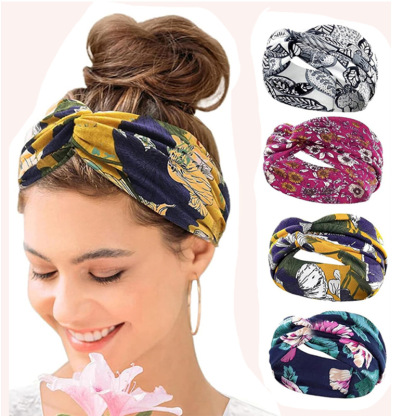 Bohemian Yoga Sports Hair Bands Women's Wide Edge Cotton Stretch Hair Bands Running Hair Bands Hair Accessories Headpieces