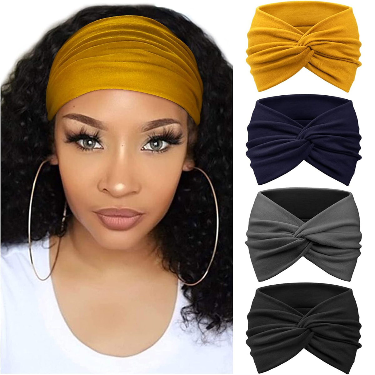 Bohemian Yoga Sports Hair Bands Women's Wide Edge Cotton Stretch Hair Bands Running Hair Bands Hair Accessories Headpieces