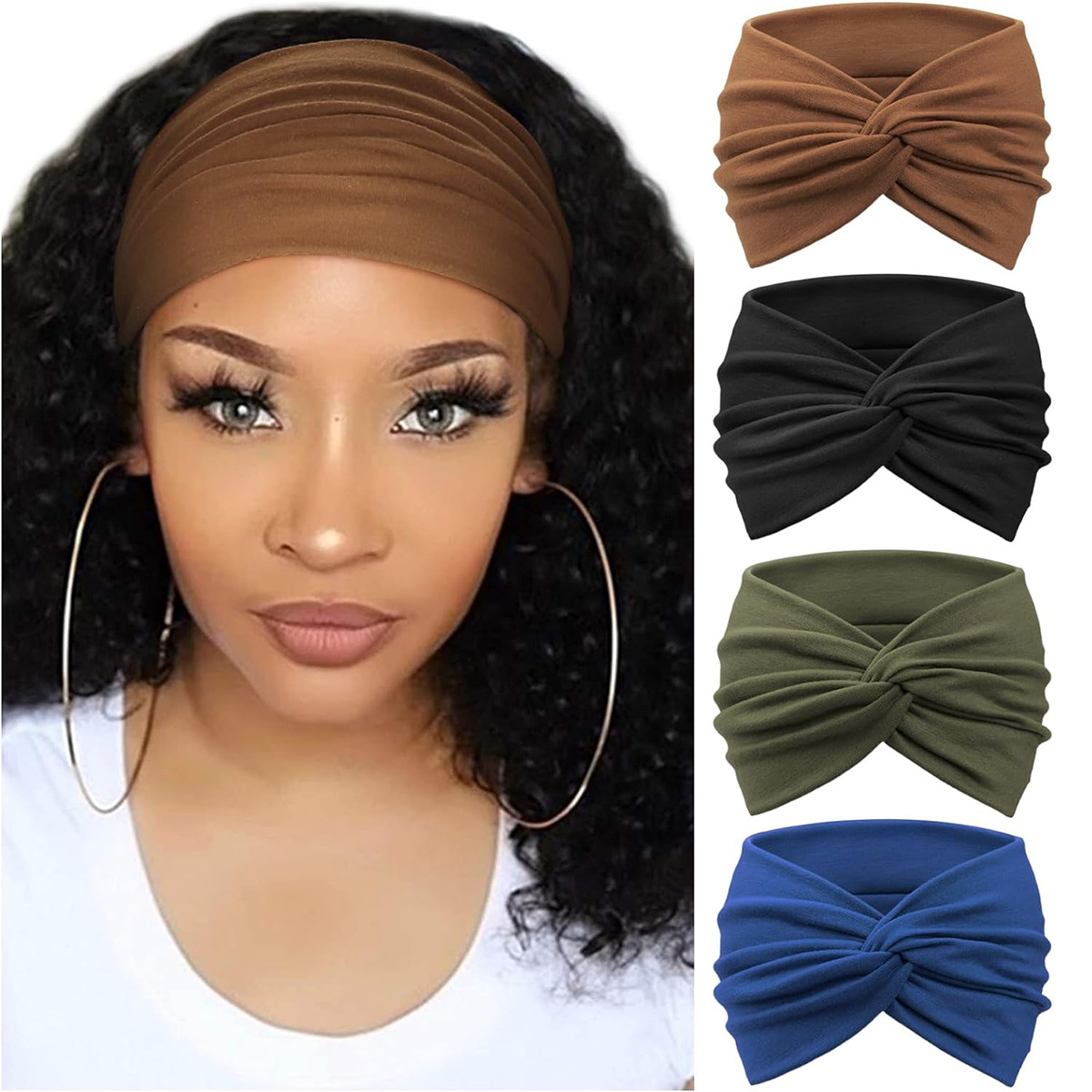 Bohemian Yoga Sports Hair Bands Women's Wide Edge Cotton Stretch Hair Bands Running Hair Bands Hair Accessories Headpieces