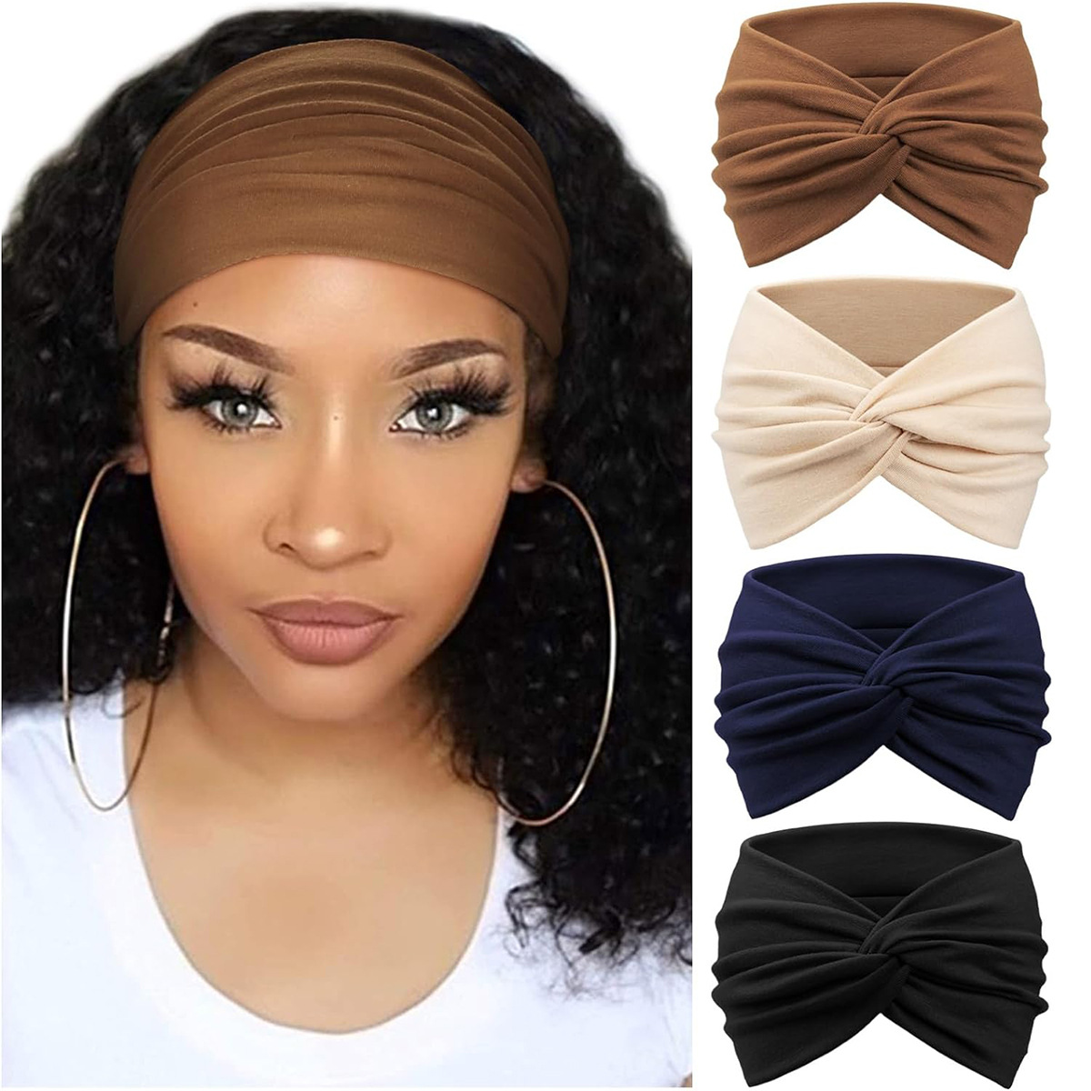 Bohemian Yoga Sports Hair Bands Women's Wide Edge Cotton Stretch Hair Bands Running Hair Bands Hair Accessories Headpieces