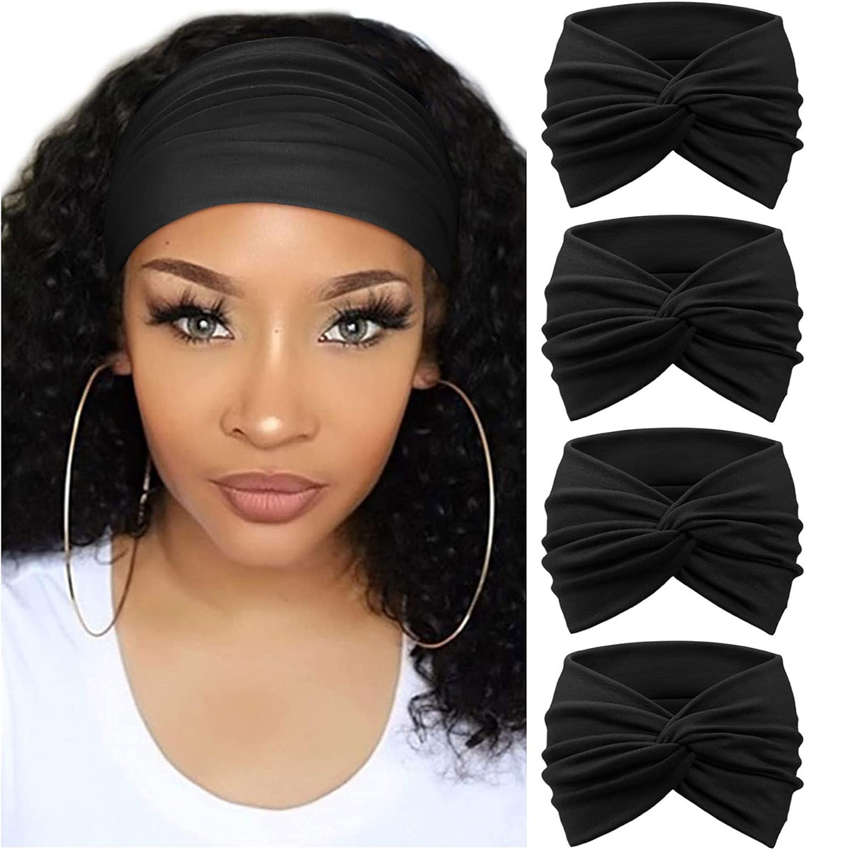 Bohemian Yoga Sports Hair Bands Women's Wide Edge Cotton Stretch Hair Bands Running Hair Bands Hair Accessories Headpieces