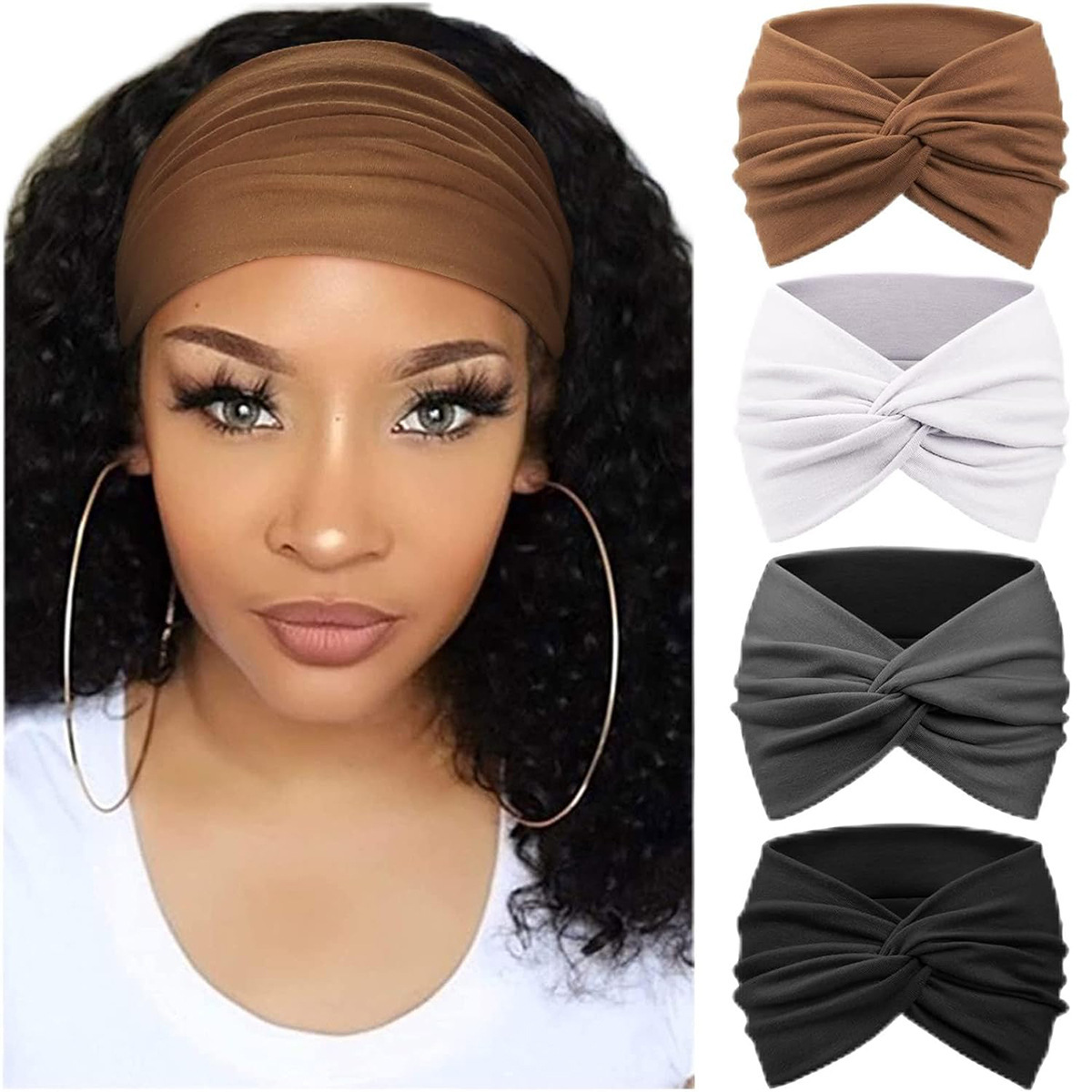 Bohemian Yoga Sports Hair Bands Women's Wide Edge Cotton Stretch Hair Bands Running Hair Bands Hair Accessories Headpieces