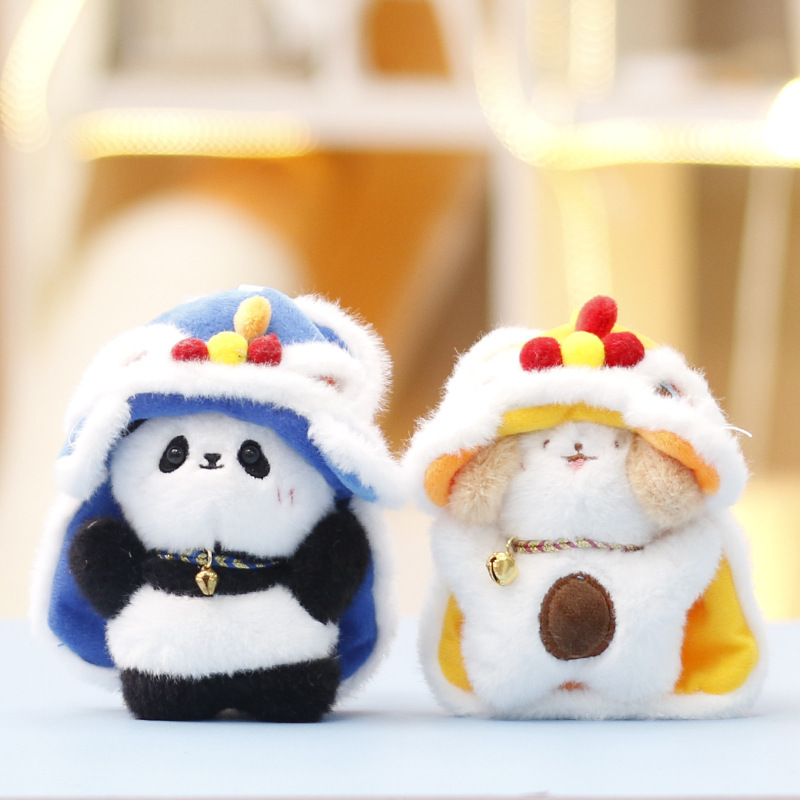 Chinese-style Plush Toys: Dragon-lion Dance Themed Panda Dolls, Adorable Claw Machine Figurines, Bag Charms & Keychain Pendants