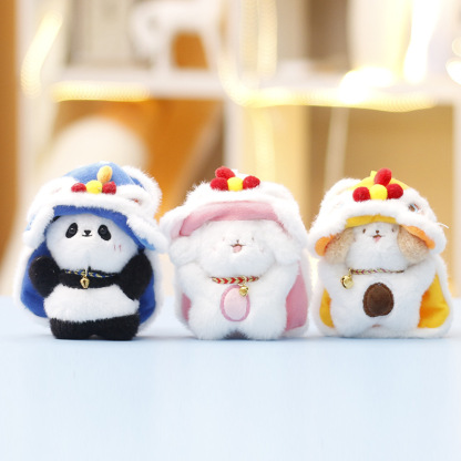 Chinese-style Plush Toys: Dragon-lion Dance Themed Panda Dolls, Adorable Claw Machine Figurines, Bag Charms & Keychain Pendants