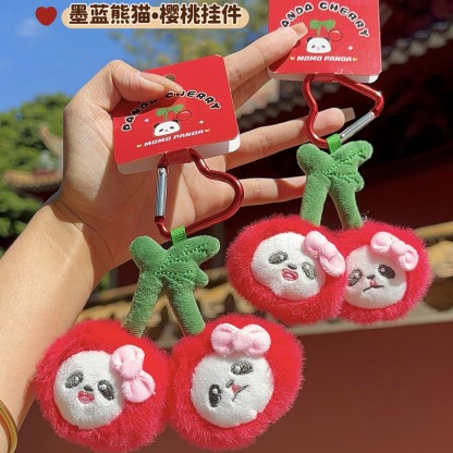 Cute Red Cherry Cape Panda Plush Charm Series - Festive Christmas & New Year Ornament