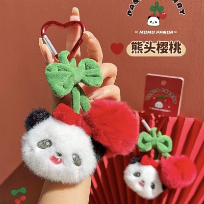 Cute Red Cherry Cape Panda Plush Charm Series - Festive Christmas & New Year Ornament