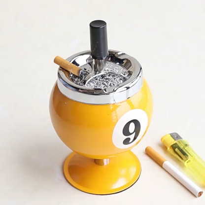 Bestselling Creative Billiard-Style Metal Ashtray - With Lid, Prevents Ash from Flying, Office Billiard Decor Ashtray