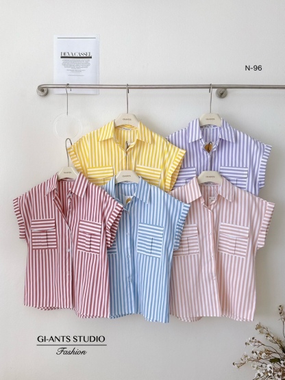 A10 Stripe Women’s Double-Sleeved Blouse | Korean-Inspired Design 🇰🇷