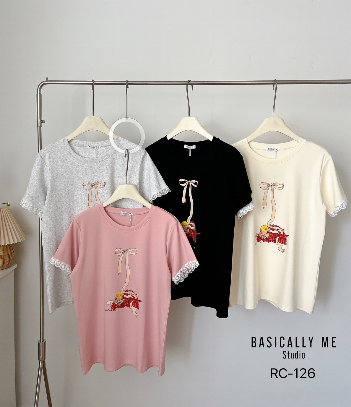 A19 🎀 Lace Trimmed Round Neck T-Shirt – Cotton Supreme Softness