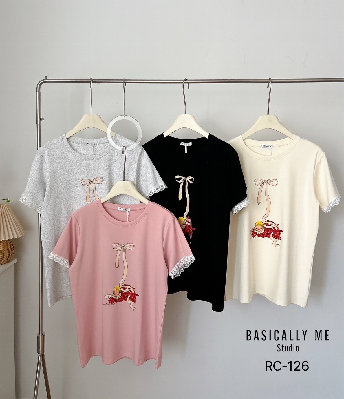 A19 🎀 Lace Trimmed Round Neck T-Shirt – Cotton Supreme Softness