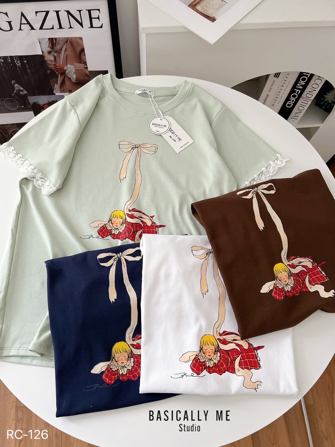 A19 🎀 Lace Trimmed Round Neck T-Shirt – Cotton Supreme Softness