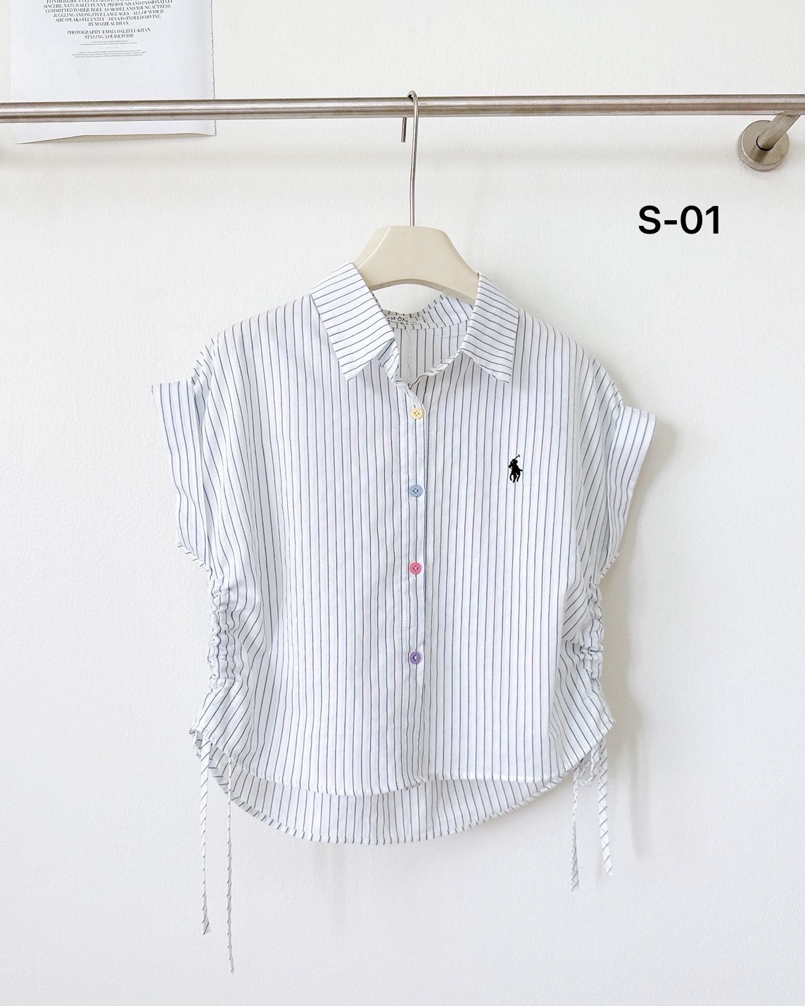A102 Polo-style embroidery Stripe Shirt