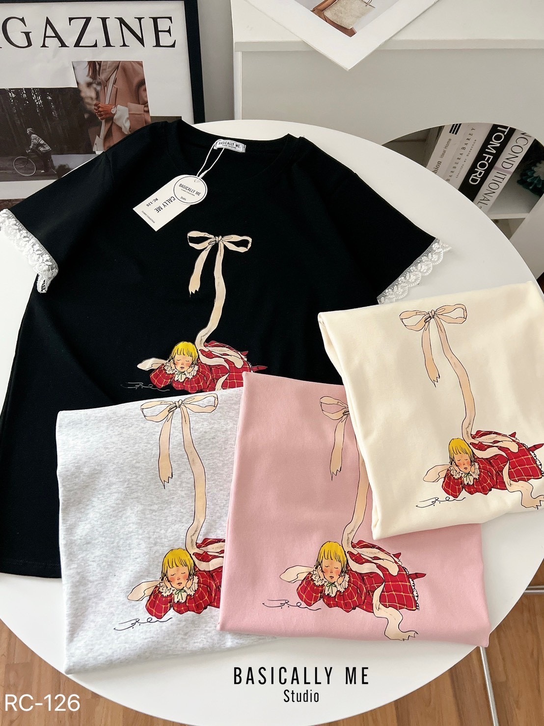 A19 🎀 Lace Trimmed Round Neck T-Shirt – Cotton Supreme Softness