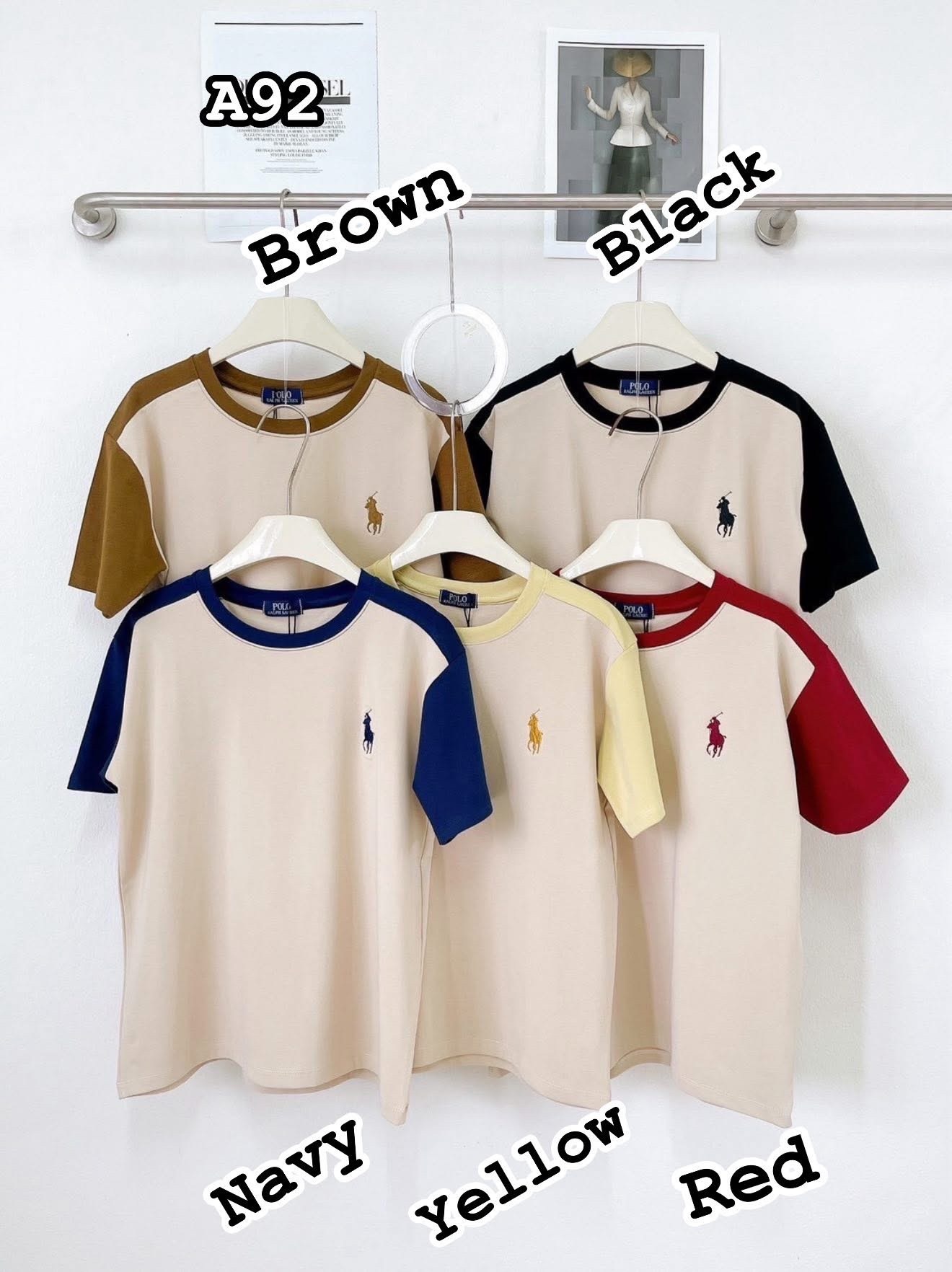 A92 Oversized round neck POLO dual colors T-shirt