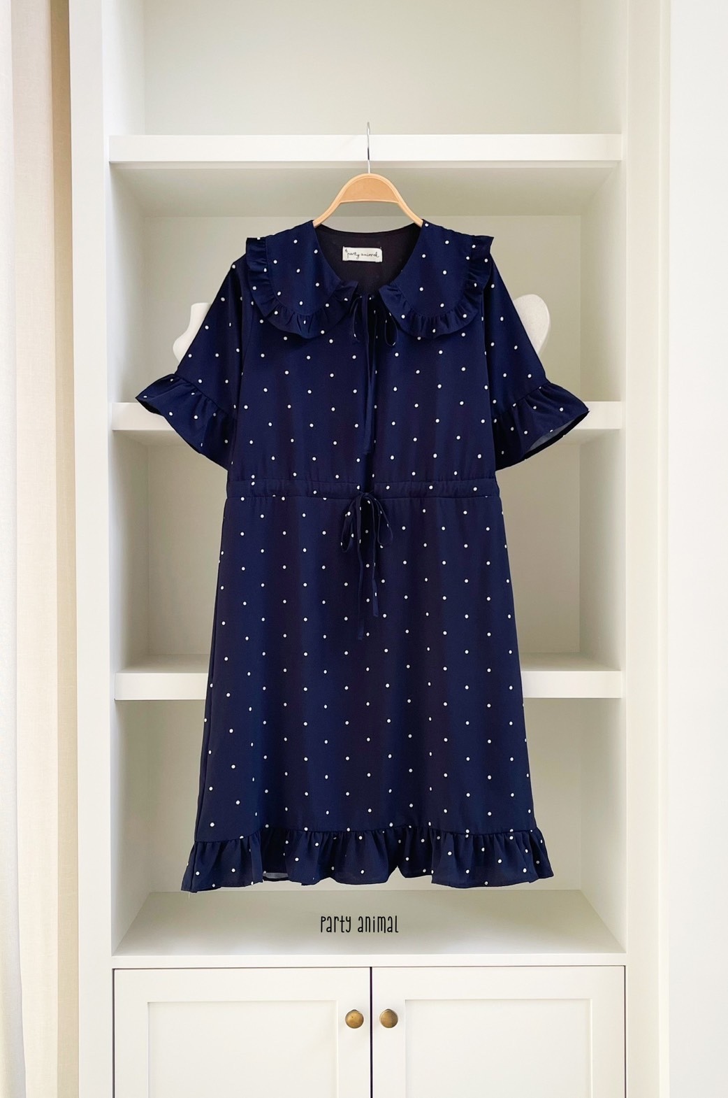 A24 White Dot Navy PA DRess